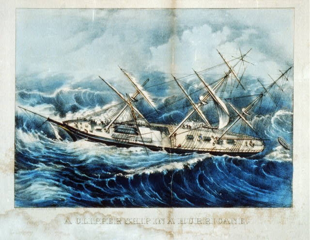 A Clipper ship in a hurricane