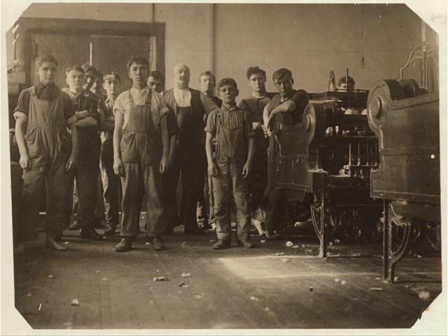 [The Flint Cotton Mill, Spinning room. Small girls are...
