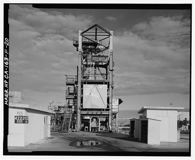 Credit BG. West elevation of Test Stand "D" tower, with...
