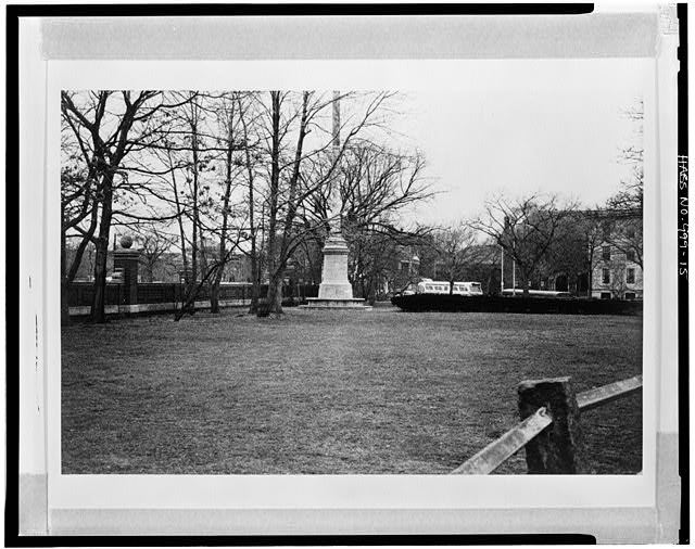 15. VIEW OF FLAG POLE FROM SOUTH SHOWING POST AND RAIL...