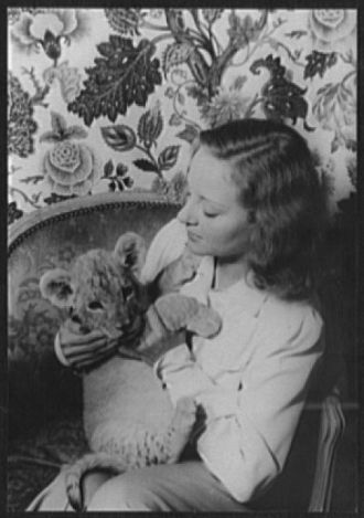 [Portrait of Tallulah Bankhead, with lion cub Winston...