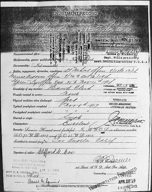 Clifford G.Cox Military records