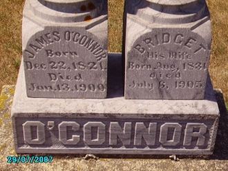 Gravestone of James and Bridget (Jennings) O'Connor