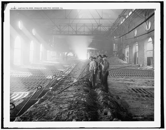 Casting pig iron, Iroquois smelter, Chicago