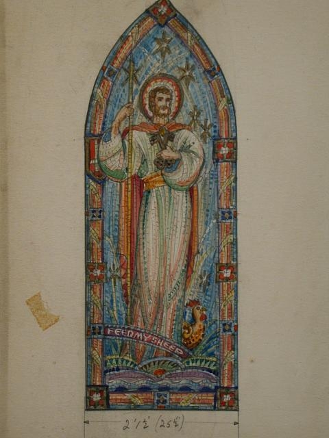 [Design drawing for mural "Feed My Sheep" showing Peter...
