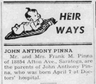 John Pinna's Birth Announcement