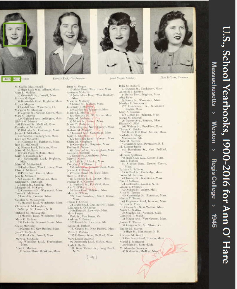 Ann Theresa (O'Hare) Smith--U.S., School Yearbooks, 1900-2016(1945)