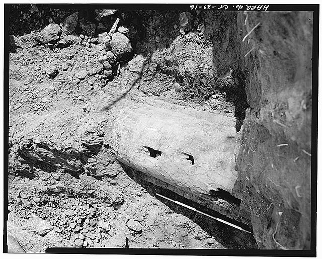 16. DETAIL VIEW OF TOP OF BRICK SEWER, LOOKING EAST -...