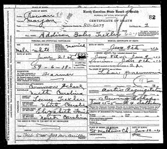 Addison Gales Trexler Death Certificate