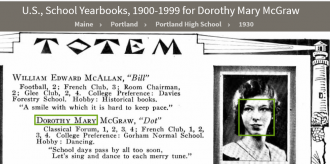 Dorothy Mary (McGraw) Haase--U.S., School Yearbooks, 1900-1999(1930)