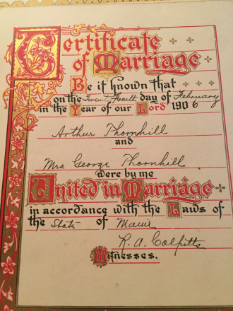 Arthur's marriage license to Charlotte Hepditch