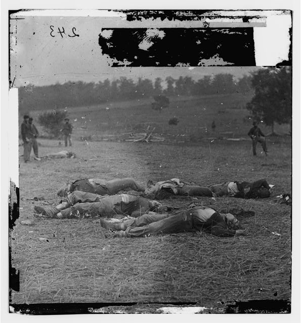 Gettysburg, Pennsylvania. Federal dead on the right of...