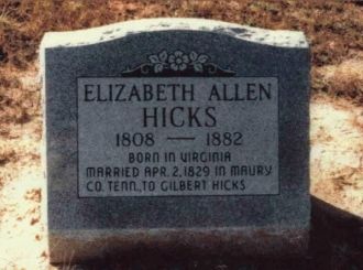 Elizabeth Allen Hicks Headstone