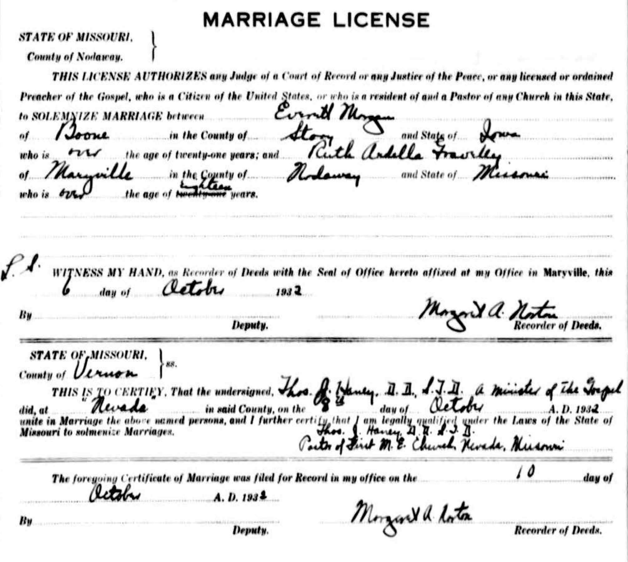 Everett Morgan & Ruth Ardella Gravley