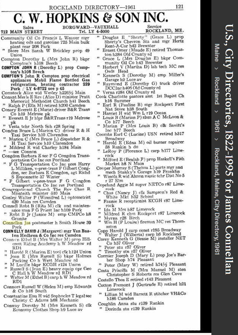 James J Connellan--U.S., City Directories, 1822-1995(1961)