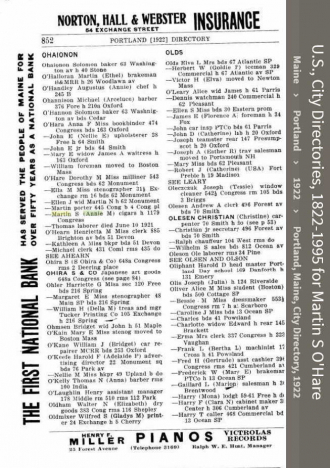 Martin Scanlan O'Hare --U.S., City Directories, 1822-995(1922)