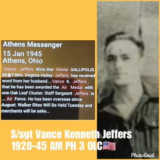 Vance jeffers air medal awarded jan 1945