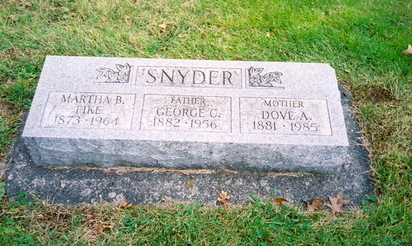 George Clark Snyder,Dove Avilla Osborn & Martha Bell Snyder Fike gravestone
