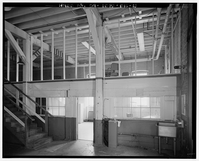 Interior detail of office at southern corner of first...