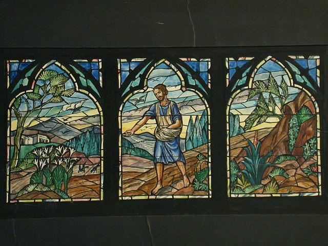 [Design drawing for stained glass window for First...