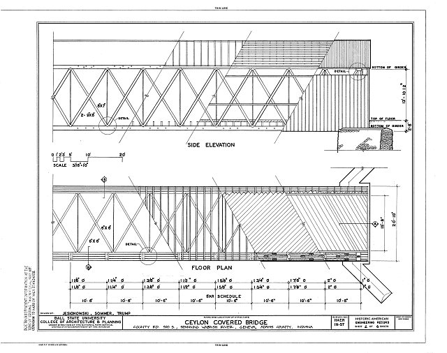 Side Elevation, Floor Plan - Ceylon Covered Bridge,...