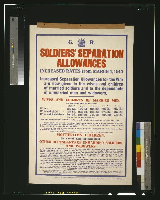 Soldiers' separation allowances. Increased rates from...