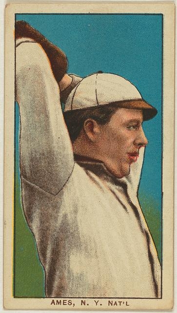 [Red Ames, New York Giants, baseball card portrait]