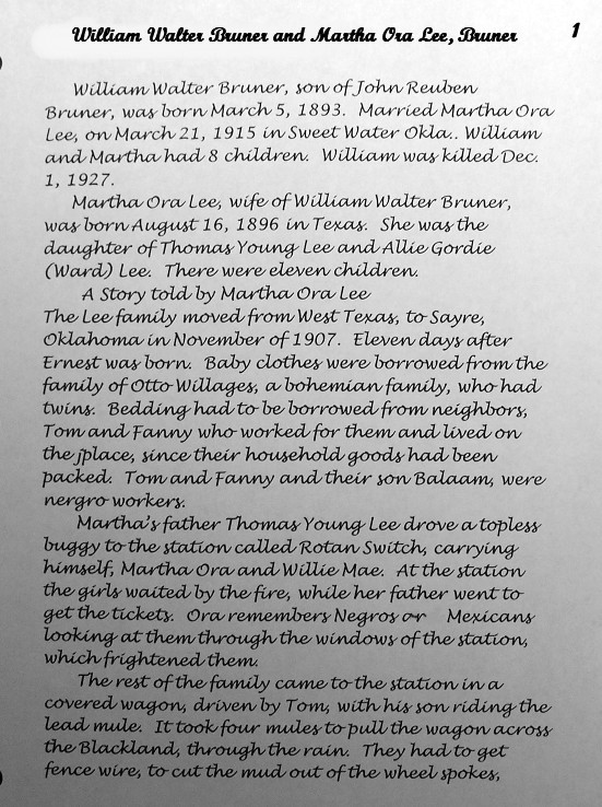 William and Martha Ora Lee,Bruner
