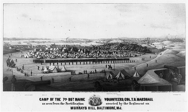 Camp of the 7th Maine Volunteers as seen from the...