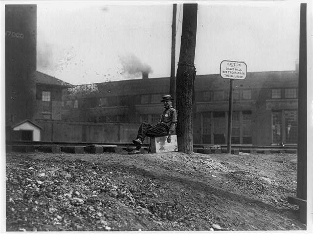 Railroad guard on duty during the railroad strike