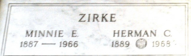 Herman C Zirke Gravesite