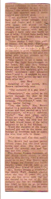 News Interview of Sarah Elizabeth (Carroll) Brown, Part VIII