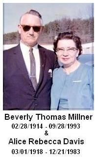 Beverly Thomas Millner and Alice Rebecca Davis in Lynchburg Virginia