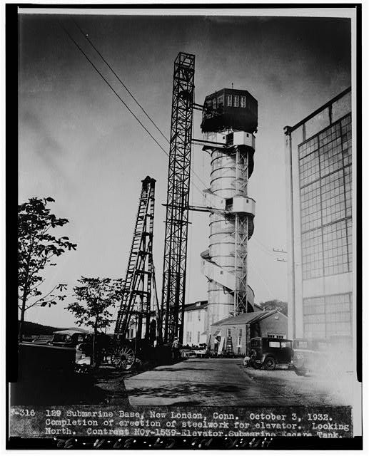 32. VIEW OF PHOTO CAPTIONED 'SUBMARINE BASE, NEW LONDON,...