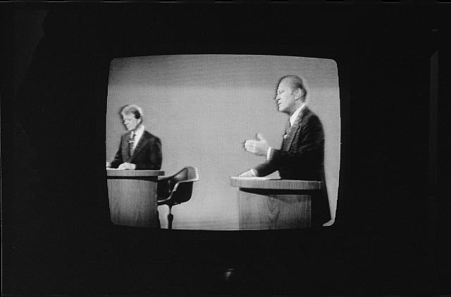 [President Gerald Ford and Jimmy Carter on television...