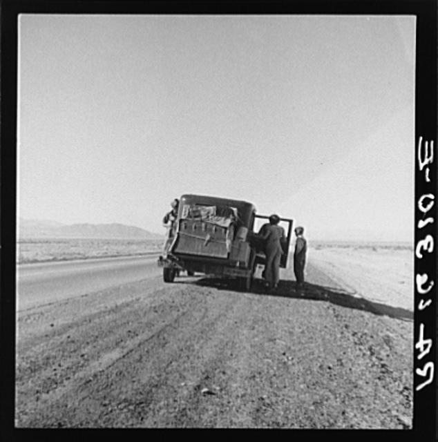 Oklahoma sharecropper entering California stalled on the...