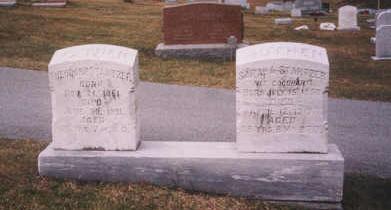 Headstone of Theodore Startzer & Sarah Ann (Goodhart) Startzer