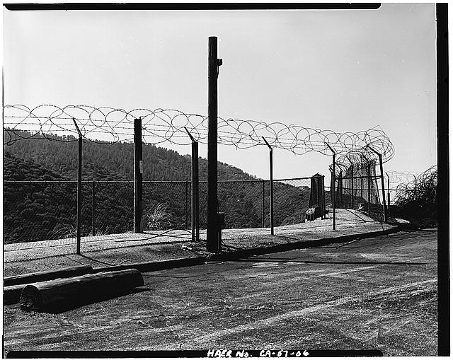 6. VIEW SHOWING DOUBLE FENCE AROUND LAUNCH SITE, LOOKING...