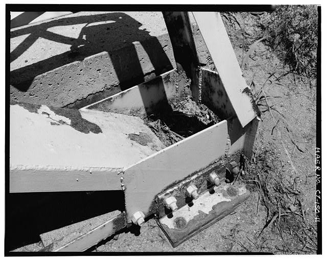11. VIEW NORTHEAST, DETAIL OF BRIDGE BEARING AT SOUTHEAST...