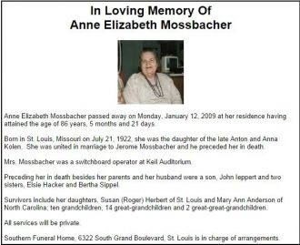 Anne Mossbacher memorial