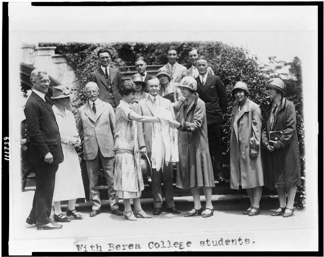 [President and Mrs. Coolidge with Berea College students]