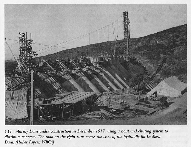 Murray Dam under construction in December 1917, using a...
