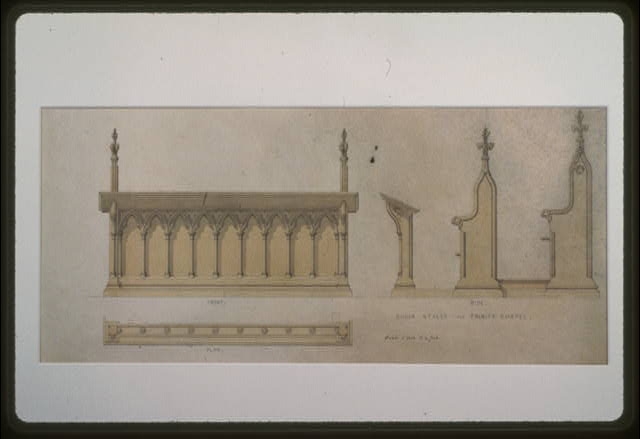 [Trinity Chapel (New York). Choir stalls. Elevations and...