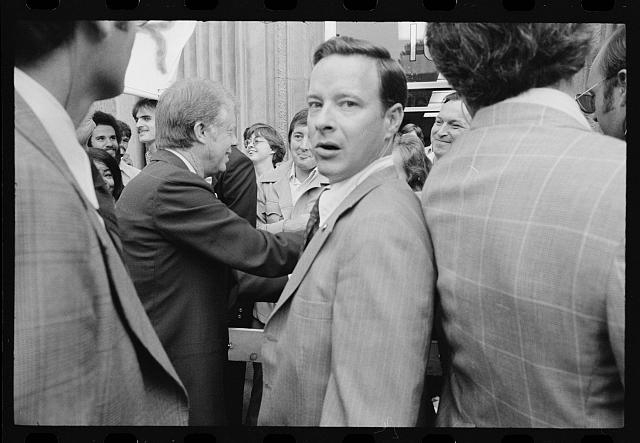 [Jimmy Carter shaking hands during a campaign stop in...