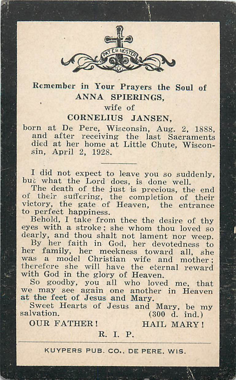 Anna (Spierings) Janssen Obituary