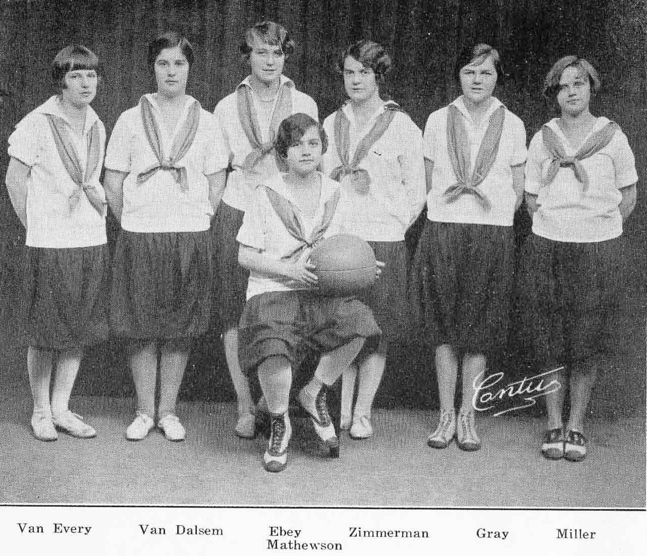 Helen Mathewson and 1926 Female Basketball Captains