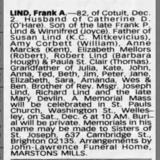 Francis Anthony "Frank" Lind- obituary