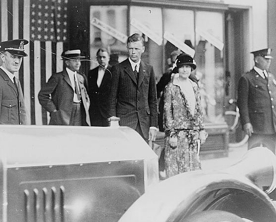 Mr. and Mrs. Charles A. Lindbergh leaving church