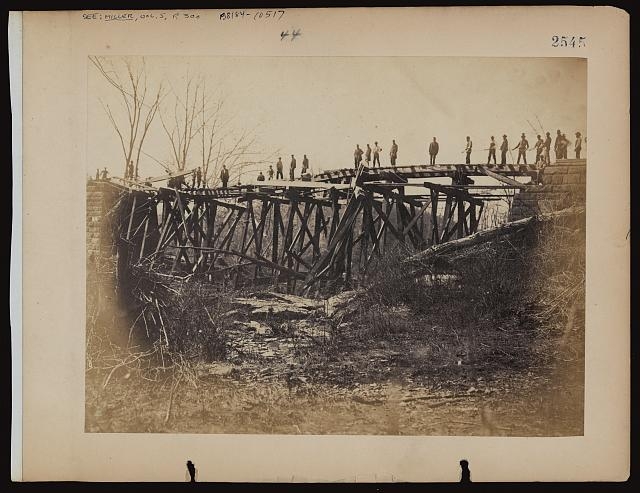 Trestle bridge across Bull Run, after the freshet of 1863