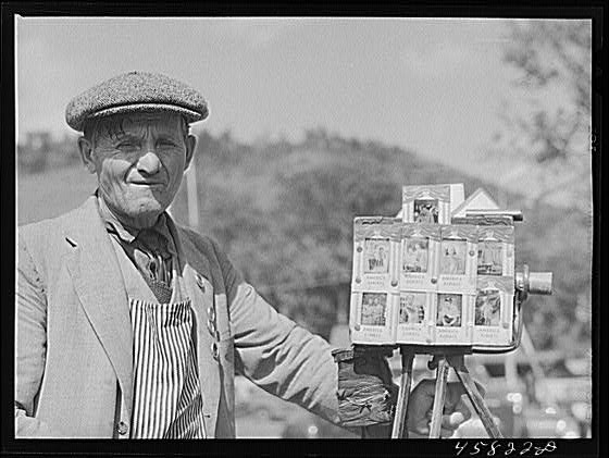 Tintype photographer at the World's Fair at Tunbridge,...